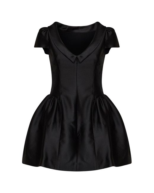 Self-Portrait Black Taffeta Collared Minidress