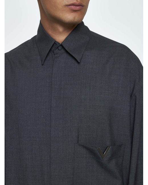 Valentino Blue Wool Shirt for men