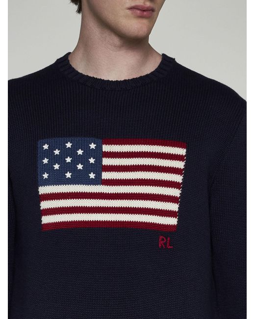 Polo Ralph Lauren Blue Flag Cotton Sweater for men