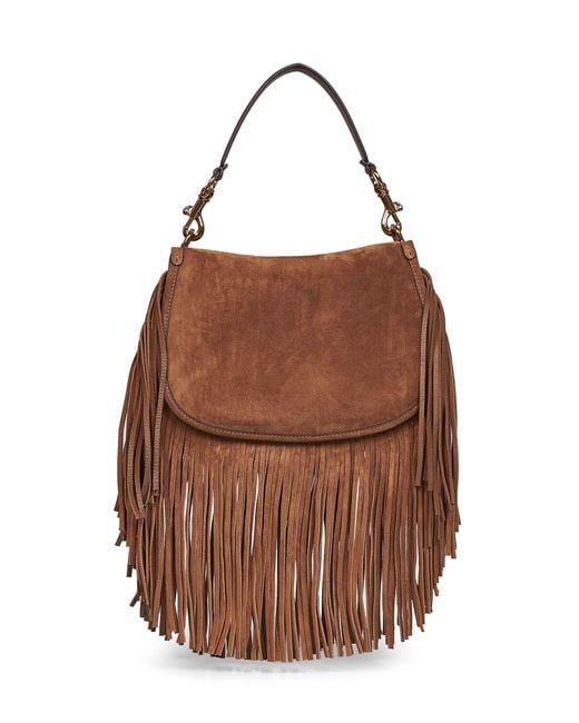 Etro Brown Camel Medium Pony Shoulder Bag With Fringes