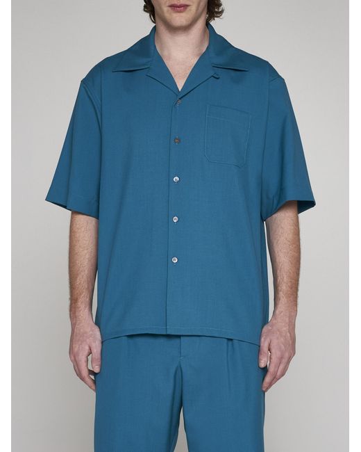 Marni Blue Virgin Wool Shirt for men
