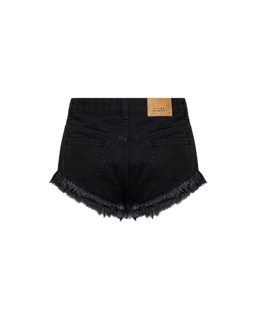 Isabel Marant Black Cotton Denim Eneidala Mini Shorts