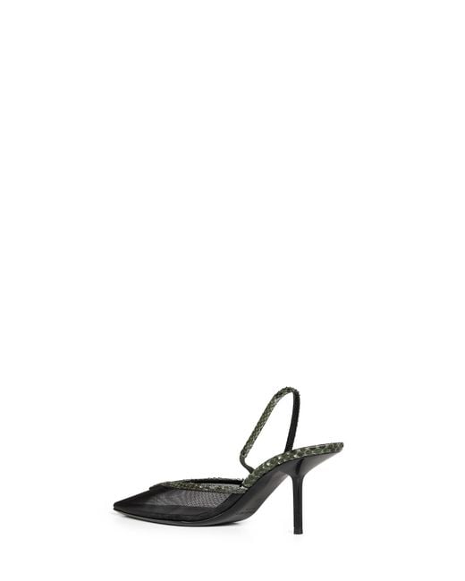 Saint Laurent White And Mesh And Python Slingback Pumps