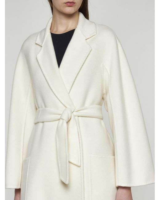Max Mara White Ludmilla Cashmere Coat