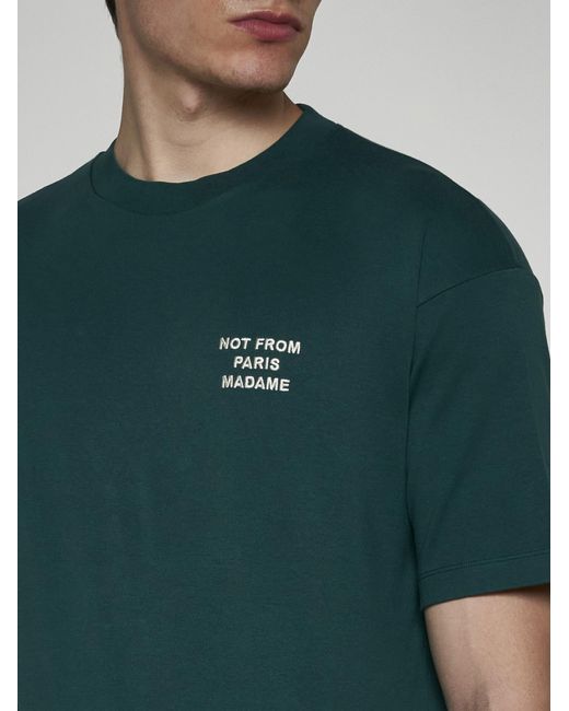 Drole de Monsieur Green Slogan Cotton T-shirt for men