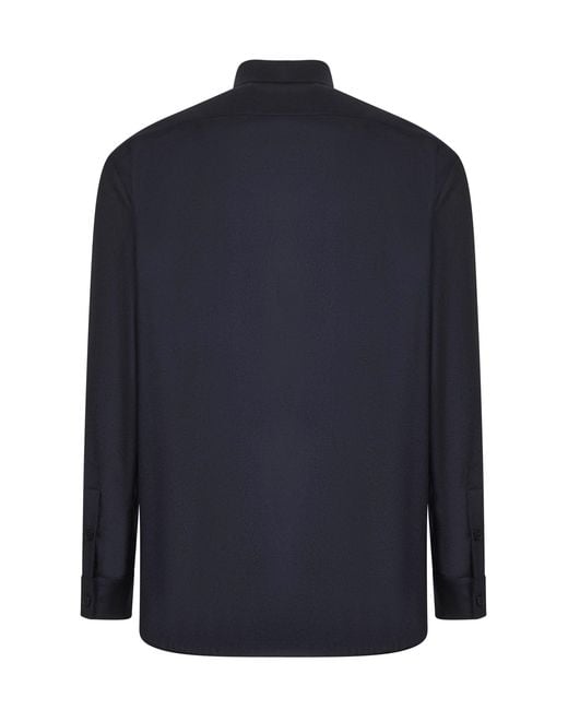 D 40 Blue Virgin Wool Shirt Jacket for men