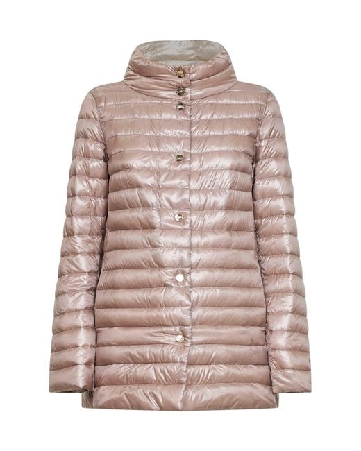 Herno Pink Light And Chantilly Ultralight Nylon Reversible A-Shape Down Jacket