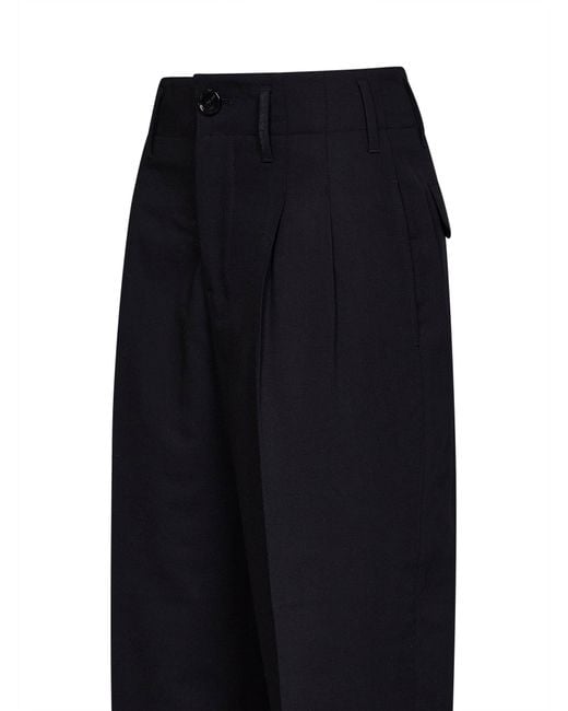 AMI Blue Virgin Wool Double-Pleat Trousers