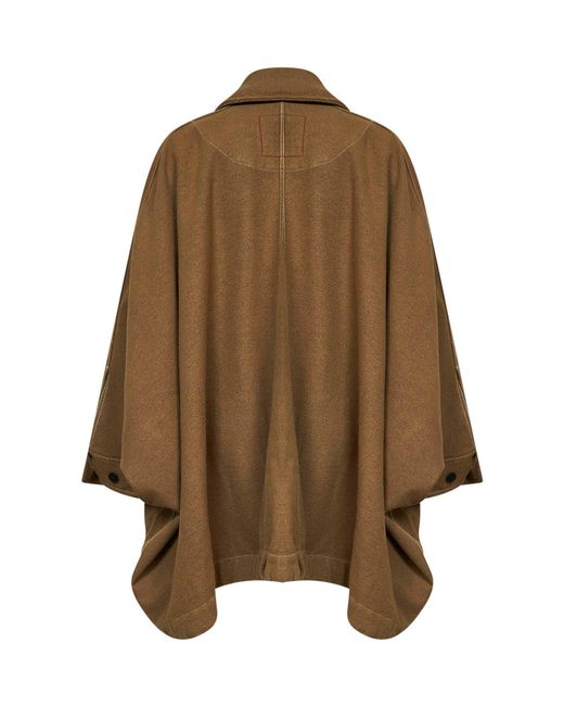Uma Wang Brown Tan Wool Blend Kew Asymmetric Cape-Style Jacket