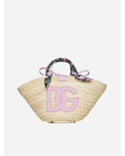 Dolce & Gabbana Pink Kendra Small Straw Bag
