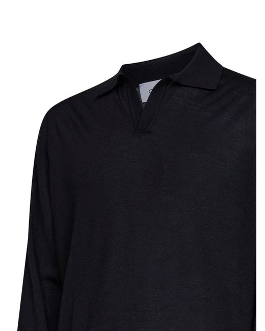 D 40 Blue Virgin Wool Knit Buttonless Polo Shirt for men