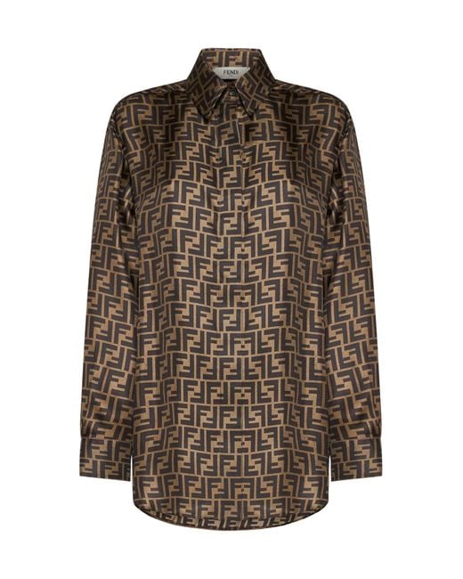Fendi Brown Ff Silk Shirt