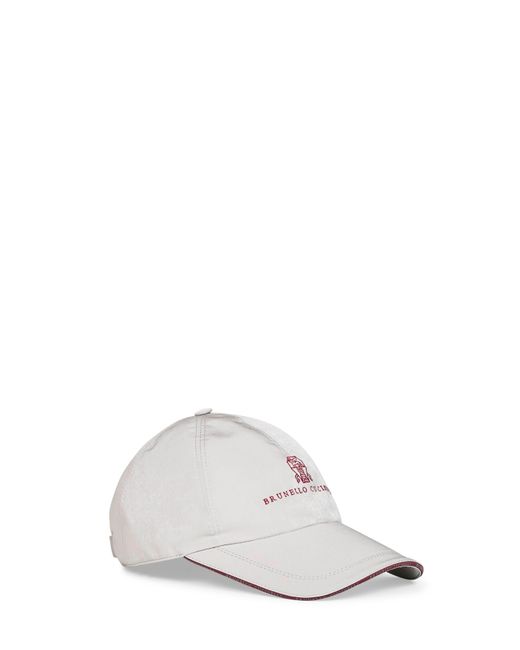 Brunello Cucinelli White Baseball Cap Bonded Nylon for men