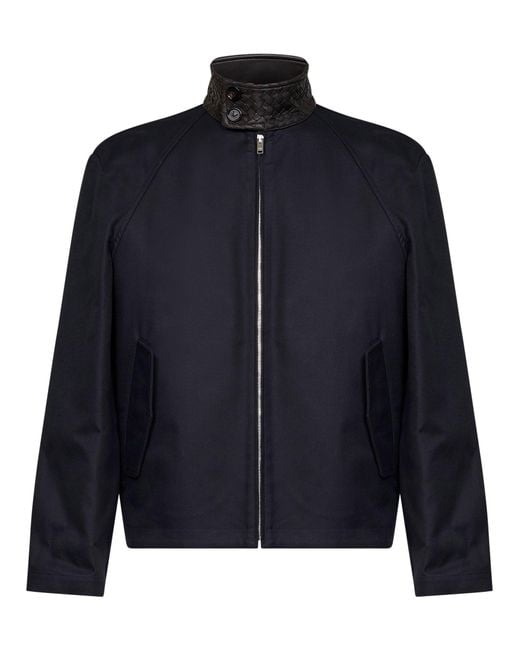 Bottega Veneta Blue Midnight Cotton Gabardine Harrington Jacket for men
