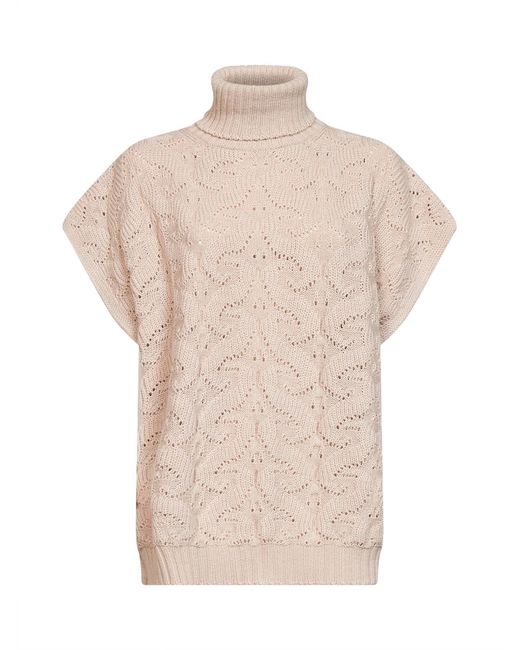 Etro Natural Cream Paisley-Pattern Stitch Knit Turtleneck Sweater