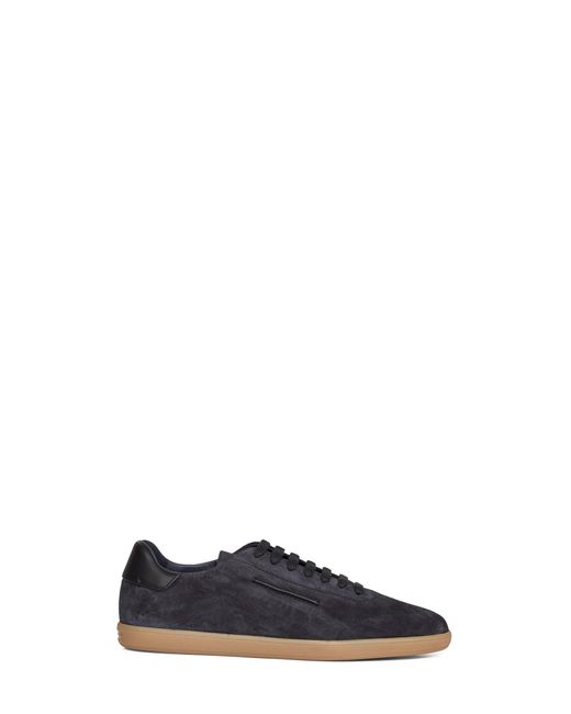 Zegna Blue Dark Suede 232 Low-Top Sneakers for men