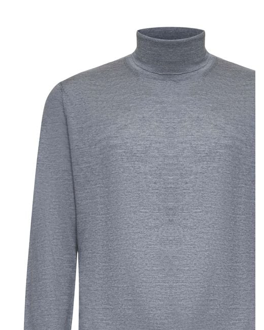 D 40 Blue Virgin Wool Turtleneck Sweater for men
