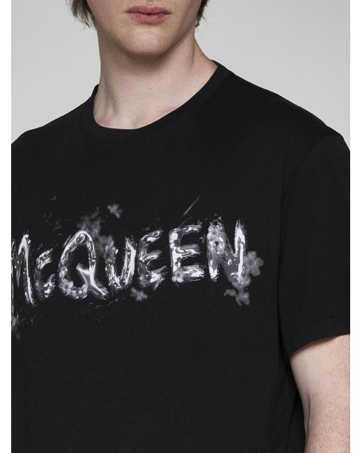 Alexander McQueen Black Logo Cotton T-Shirt for men