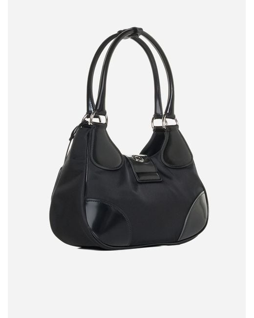 Prada Black Moon Re-Nylon And Leather Bag