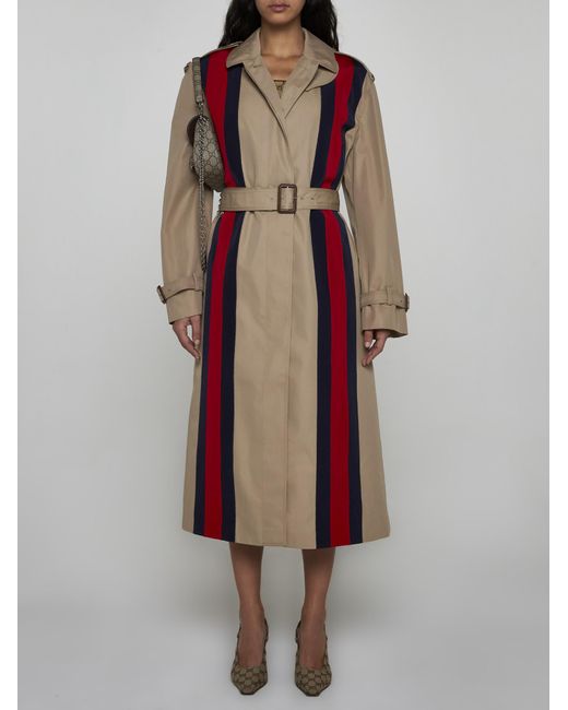 Gucci Red Belted Cotton-blend Trench Coat