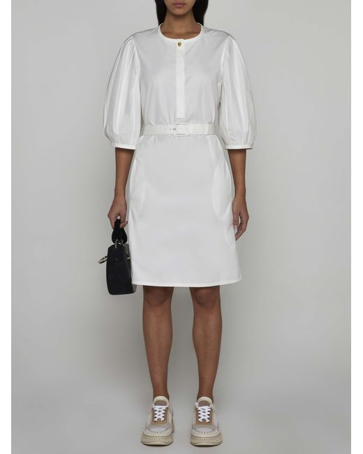 Chloé White Belted Cotton Dress