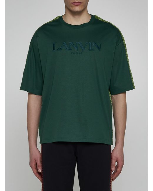 Lanvin Green Curb Logo Cotton T-shirt for men