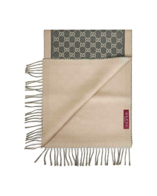 Gucci Gray And Gg Wool Scarf for men