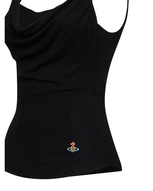 Vivienne Westwood Black Ribbed Jersey Anna Draped Top