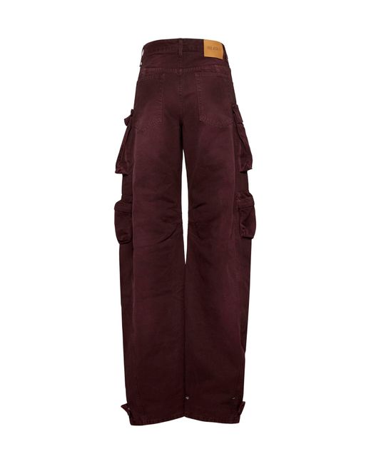 The Attico Purple Burgundy Denim 'Fern' Multi-Pocket Jeans