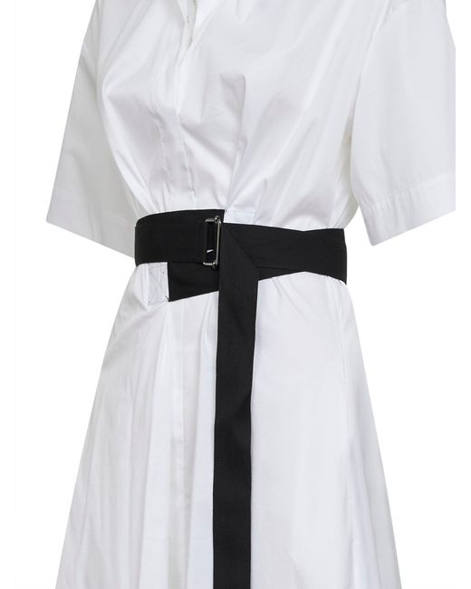 Blanca Vita White Stretch Poplin Alzety Belted Midi Dress