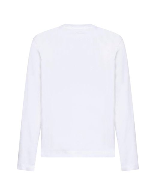AMI White Cotton Ami De Cœur Long-Sleeved T-Shirt for men