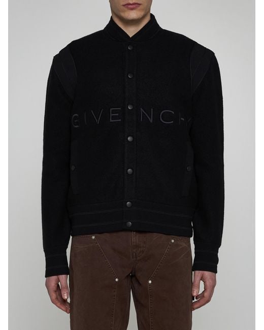 Givenchy Black Logo Wool Varsity Jacket for men