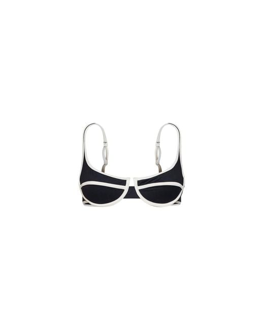 Mc2 Saint Barth White Lycra Amira String Balconette Bikini Top With Trims