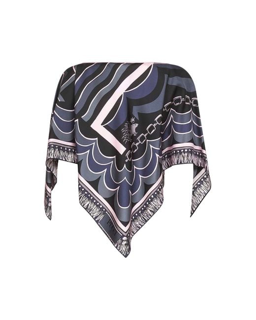Emilio Pucci Black Printed Silk Kaftan Top