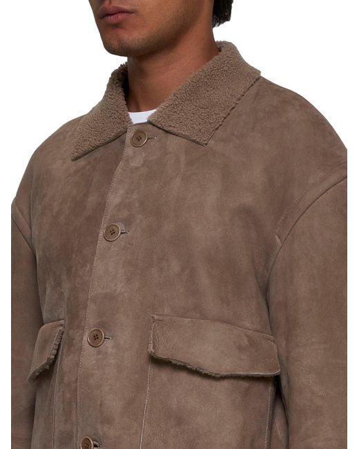 Salvatore Santoro Brown Suede And Shearling Jacket for men