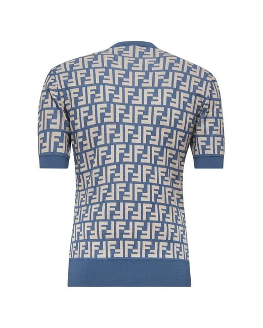 Fendi Blue Ff Cotton Sweater