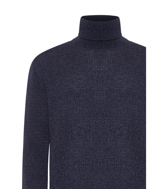 D 40 Blue Turtleneck Wool Sweater for men