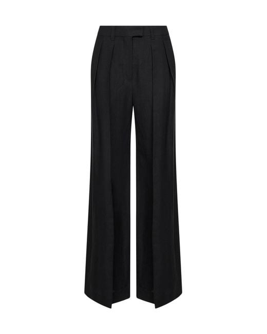 Brunello Cucinelli Black Fluid Twill Sartorial Wide Trousers