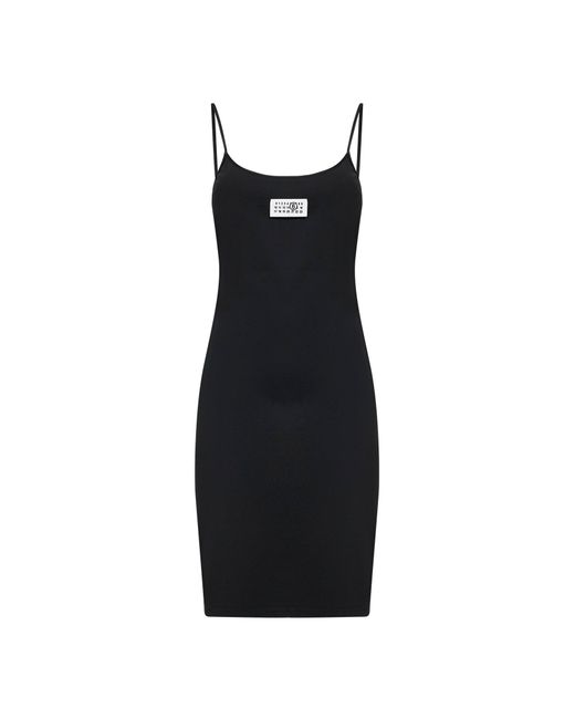 MM6 by Maison Margiela Black Cotton Jersey Numeric Belted Mini Dress