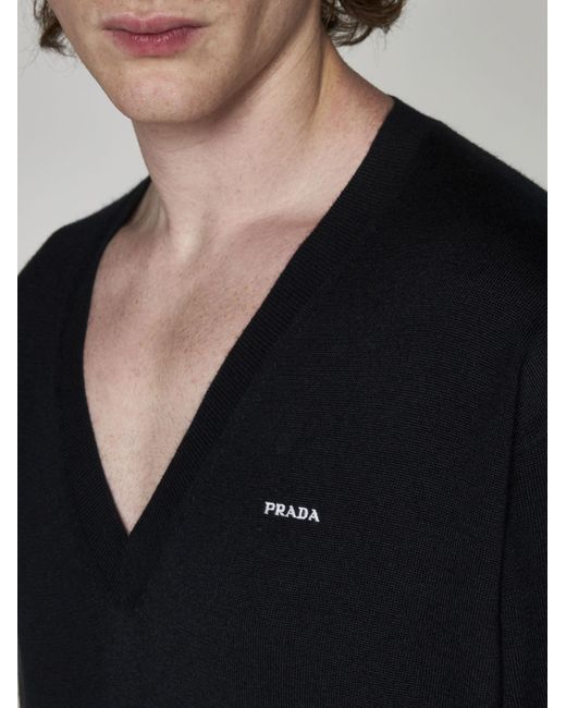 Prada Black Logo Cotton Sweater for men
