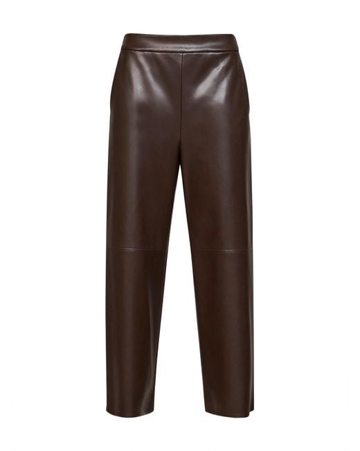 Max Mara Brown Dark Coated Jersey Smmamati Cropped Trousers