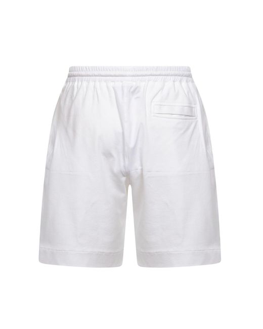 D 40 White Cotton Jersey Bermuda Shorts With Pleat for men