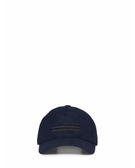 Zegna Blue Baseball Cap Oasi Linen for men