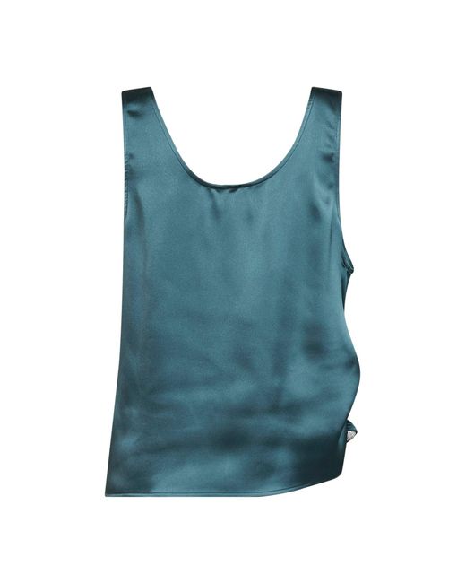 GIUSEPPE DI MORABITO Blue Oil Satin Draped Top