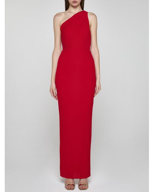 Solace London Red Adira One-shoulder Maxi Dress