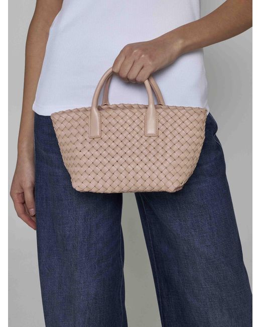 Bottega Veneta Natural Cabat Intreccio Leather Mini Bag