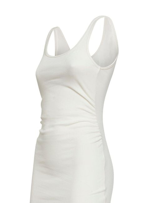 Mc2 Saint Barth White Ribbed Jersey Jennifer Midi Tank Dress