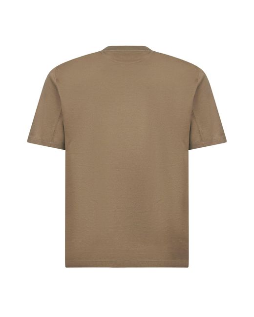 Brunello Cucinelli Green Khaki Cotton Jersey Crewneck T-Shirt for men