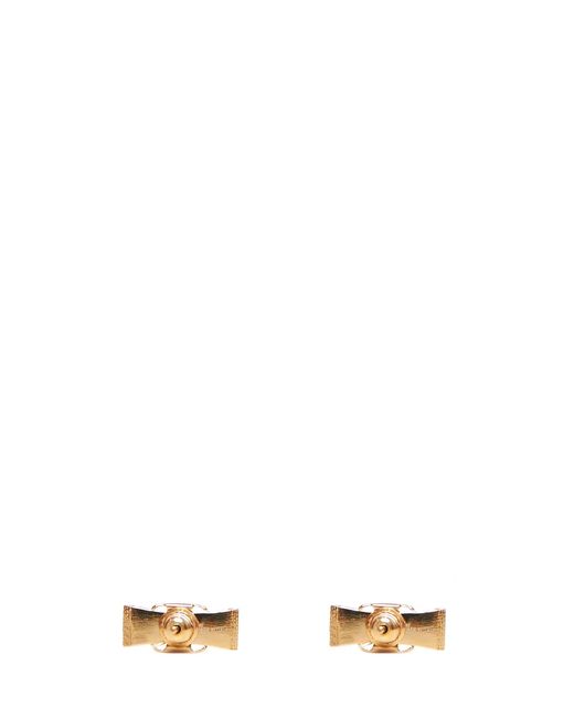 Ferragamo White Vara Bow Earrings