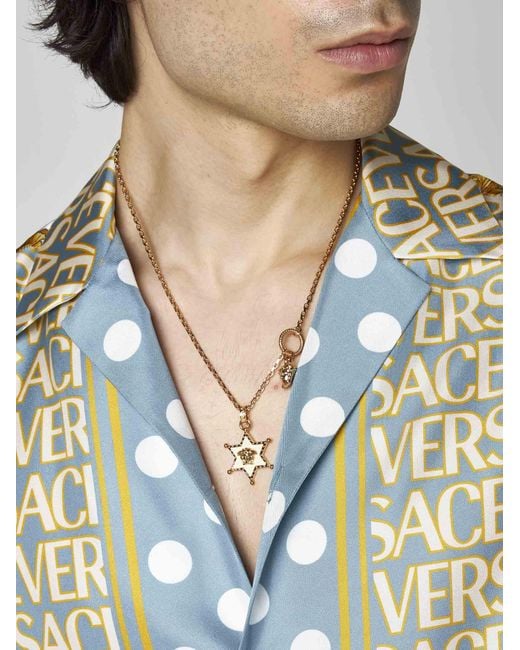 Collana con pendente a stella Medusa da Uomo di Versace in Bianco | Lyst